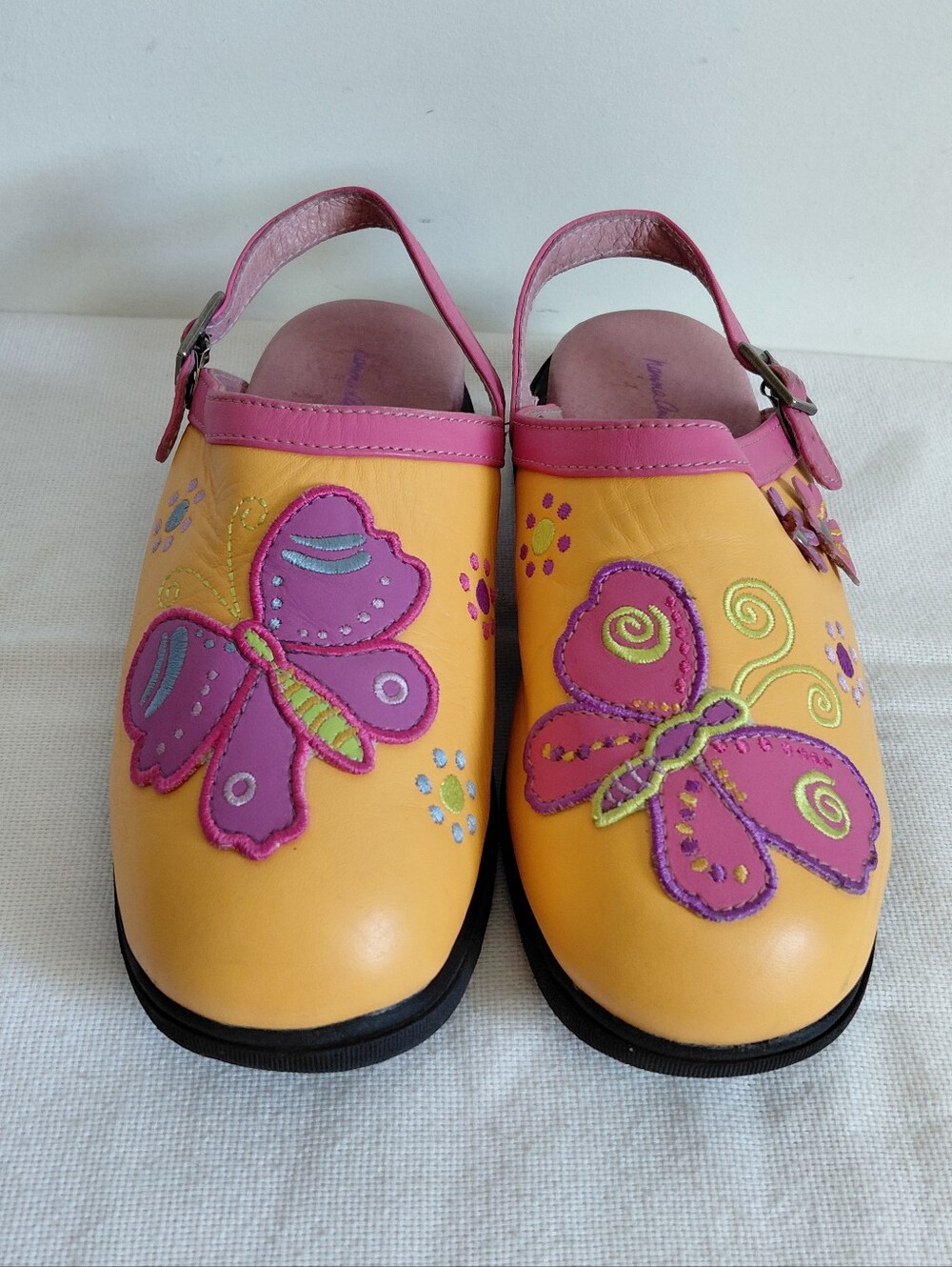 Hanna Anderson Girls Clogs Butterfly Flower Embroidered